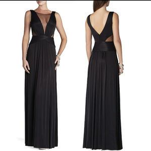 BCBG Magdalana Black Draped Jersey Evening Gown XS
